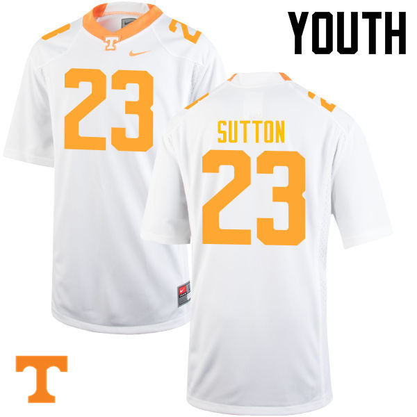 Youth #23 Cameron Sutton Tennessee Volunteers College Football Jerseys-White